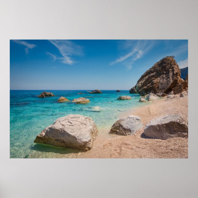 Affiche Rochers sur la plage de Cala Mariolu en Sardaigne, (Devant)