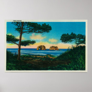 Affiche Roches jumelles sur l'Orégon CoastCoast