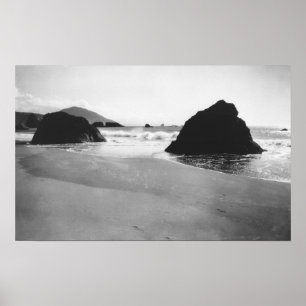 Affiche Roches le long de plage au port Orford, Orégon