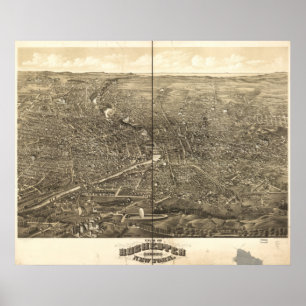 Affiche Rochester New York 1879 Antique carte panoramique