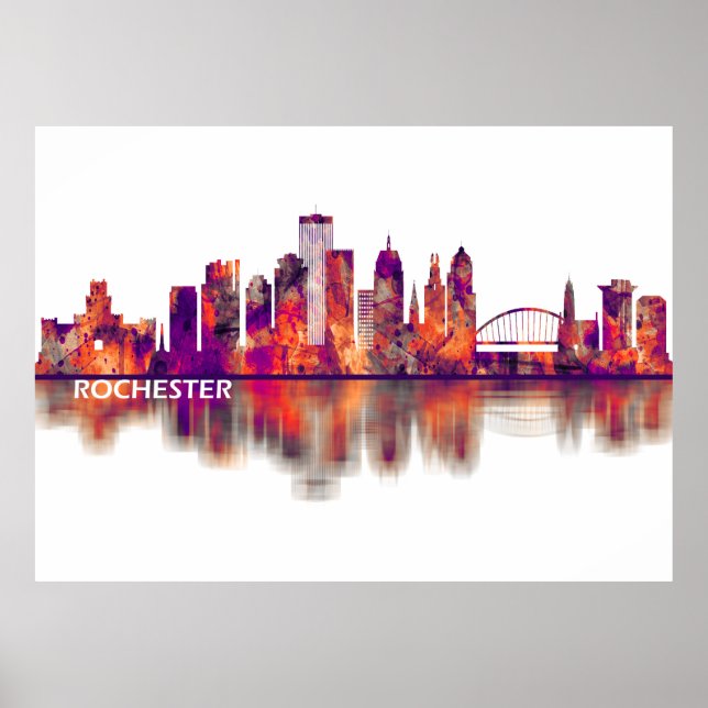 Affiche Rochester New York Skyline (Devant)