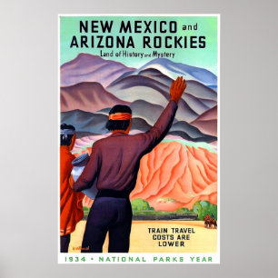 Affiche Rocheuses du Nouveau-Mexique et d'Arizona, voyage