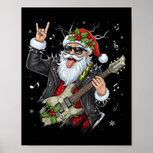 Affiche Rock& de Noël; Roll Santa Claus Guitare Playe