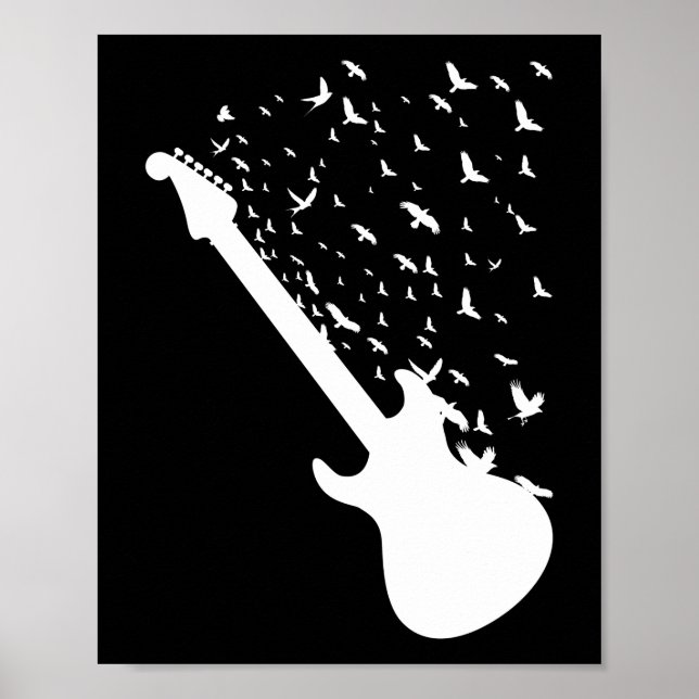 Affiche Rock and Roll Guitare Birds Musique Lover (Devant)
