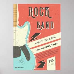 Affiche Rock Band - Retro Music Event Design