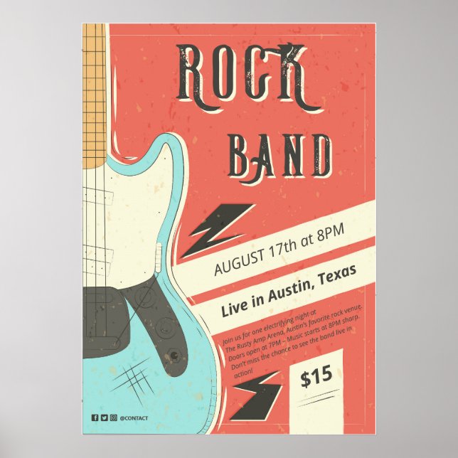 Affiche Rock Band - Retro Music Event Design (Devant)