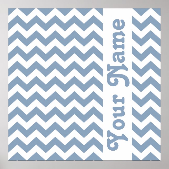 Affiche Rock Blue Safari Chevron avec texte personnalisé (Devant)