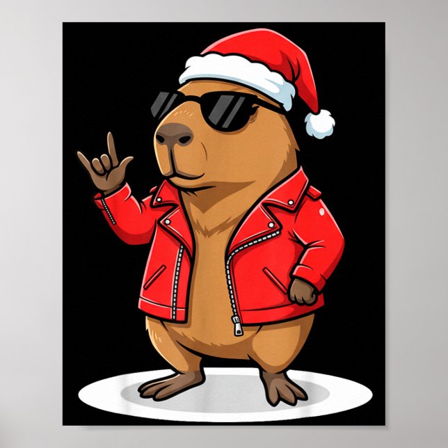 Affiche Rock Capybara Xmas Santa Men Women Kids Funny Ugly (Devant)