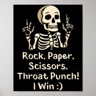 Affiche Rock, Ciseaux Papier Throat Punch Je gagne Drôle S