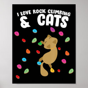 Affiche Rock Climbing and Cat Love Cute Birthday