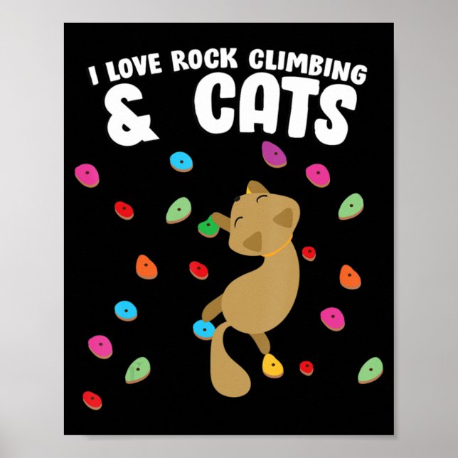 Affiche Rock Climbing and Cat Love Cute Birthday (Devant)