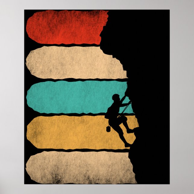 Affiche Rock Climbing Retro Hipster Climber Novelty (Devant)