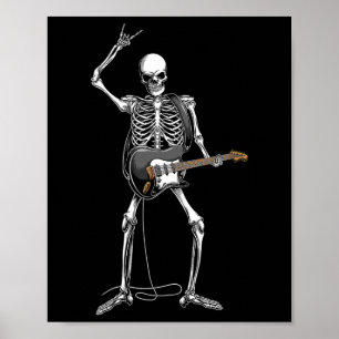 Affiche Rock Et Roll De Skeleton Guitariste