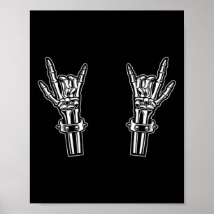 Affiche Rock Et Rouleau Skeleton Mains Rock Sur Funny Rock
