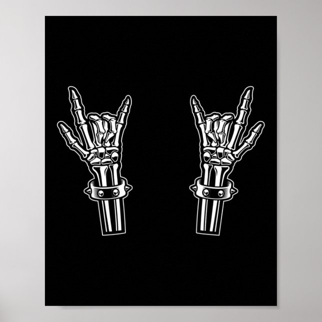 Affiche Rock Et Rouleau Skeleton Mains Rock Sur Funny Rock (Devant)