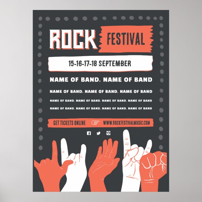 Affiche Rock Festival - Gras Red & Black Grunge Design Pos (Devant)