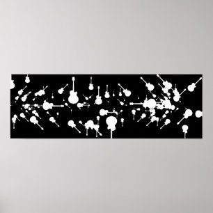Affiche rock guitare noir et blanc