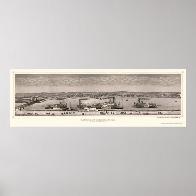Affiche Rock Island, IL Carte panoramique - 1874 (Devant)