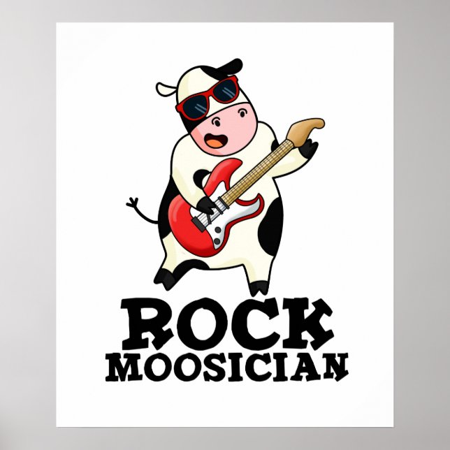 Affiche Rock Moosician Funny Cow Musicien Pun (Devant)