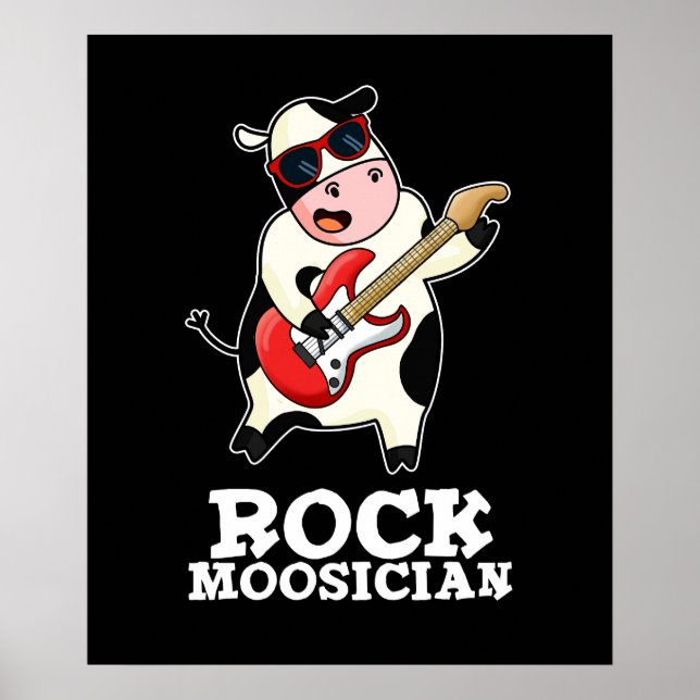Affiche Rock Moosician Funny Cow Musicien Pun Dark BG (Devant)