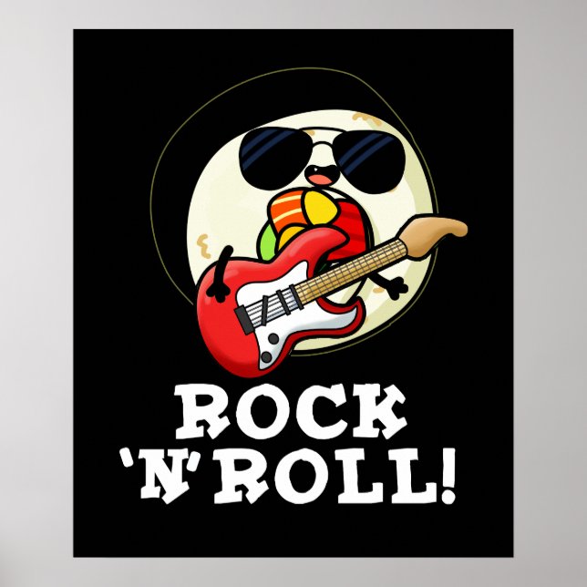 Affiche Rock n Roll Funny Sushi Roll Pun Dark BG (Devant)
