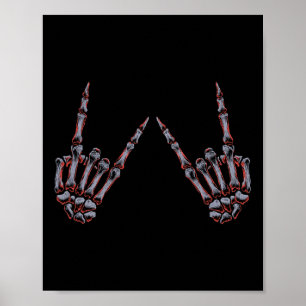 Affiche Rock On Rock Et Roll Skeleton Mains - Pour Concert