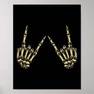 Affiche Rock On Rock Et Roll Skeleton Mains - Pour Concert