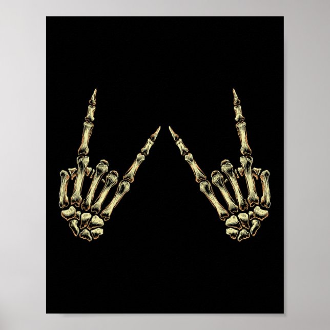 Affiche Rock On Rock Et Roll Skeleton Mains - Pour Concert (Devant)