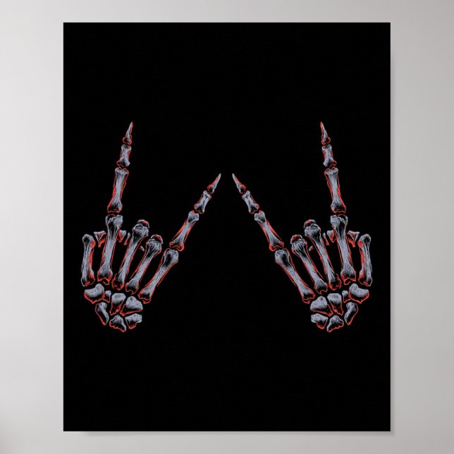 Affiche Rock On Rock Et Roll Skeleton Mains - Pour Concert (Devant)