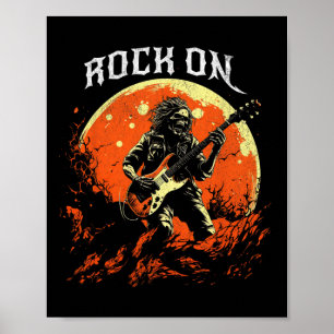 Affiche Rock On Skeleton Jouer Guitare Rock Et Roll Hall