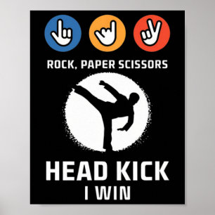 Affiche Rock Paper Scissors Headick Win Funny Taekwondo K
