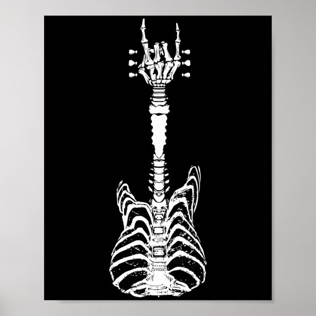 Affiche Rock & Roll Skeleton Guitare Musique Lover Cadeau (Devant)