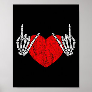 Affiche Rock Skeleton Coeur Main Rock Et Rouleau
