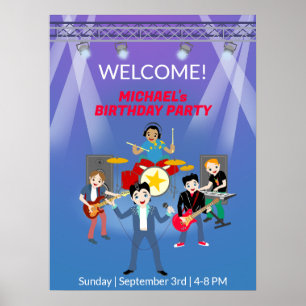 Affiche Rock Star Boys Band Anniversaire