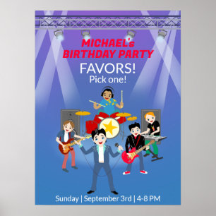 Affiche Rock Star Boys Band Anniversaire