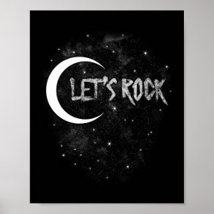 Affiche Rock Star Moon Avec Stars Concert Byn