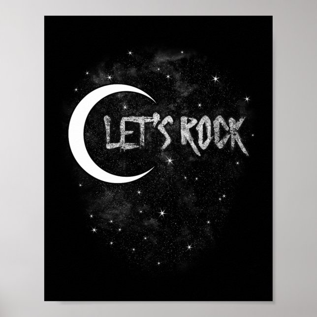 Affiche Rock Star Moon Avec Stars Concert Byn (Devant)