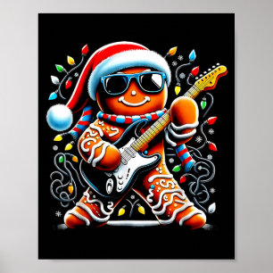 Affiche Rock Star Pain d'épice Noël Guitare Lumières Homme