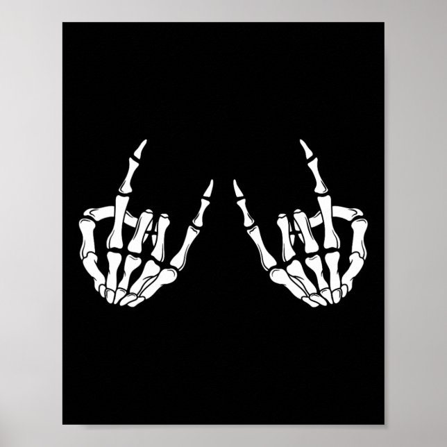 Affiche Rock Star Rock Skeleton Hands Rocker Éffrayant Hal (Devant)