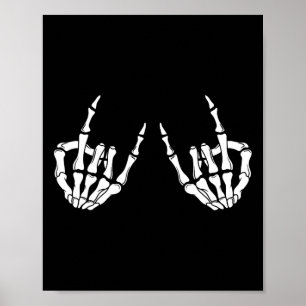 Affiche Rock Star Rock Skeleton Hands Rocker Éffrayant Hal
