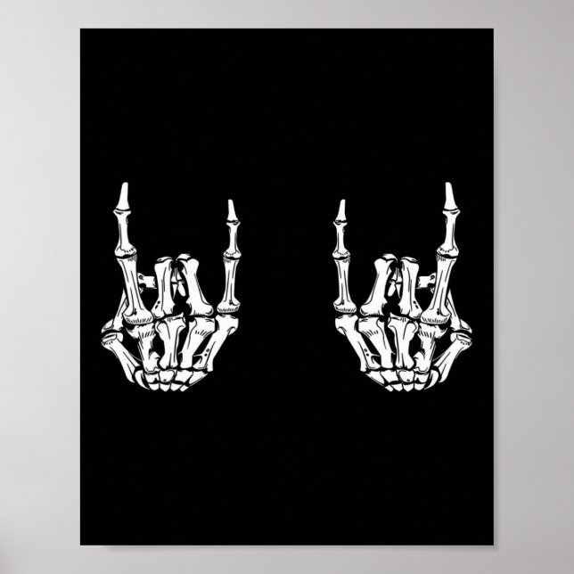 Affiche Rock Star Rock Skeleton Hands Rocker Funny Hall (Devant)
