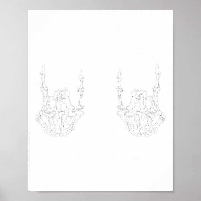 Affiche Rock Star Rock Skeleton Hands Rockfun Hallow (Devant)