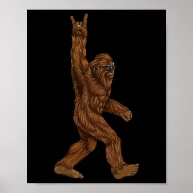 Affiche Rock Sur Bigfoot Sasquatch Aime Rock Et Roll Sung (Devant)