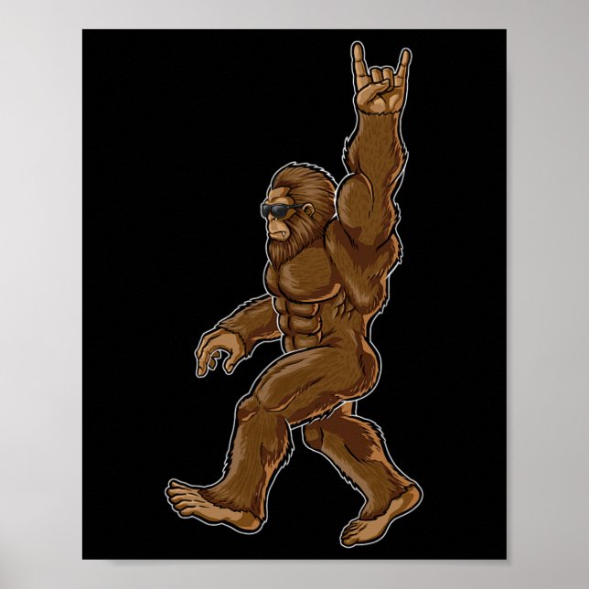 Affiche Rock Sur Bigfoot Sasquatch Aime Rock Et Roll Sung (Devant)