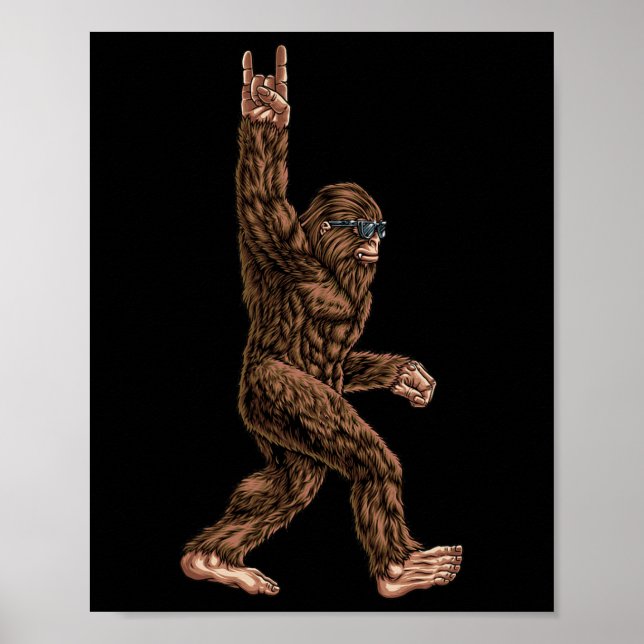 Affiche Rock Sur Bigfoot Sasquatch Aime Rock Et Roll Sung (Devant)