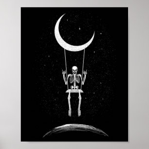 Affiche Rock Sur Skeleton Moon Rock Et Roll Men Women Rock