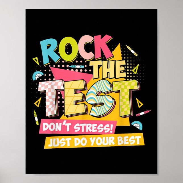 Affiche Rock The Test Day Motivational Retro Teachers Test (Devant)