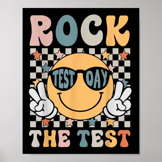 Affiche Rock The Test Day Retro Smile Face Teacher (Devant)