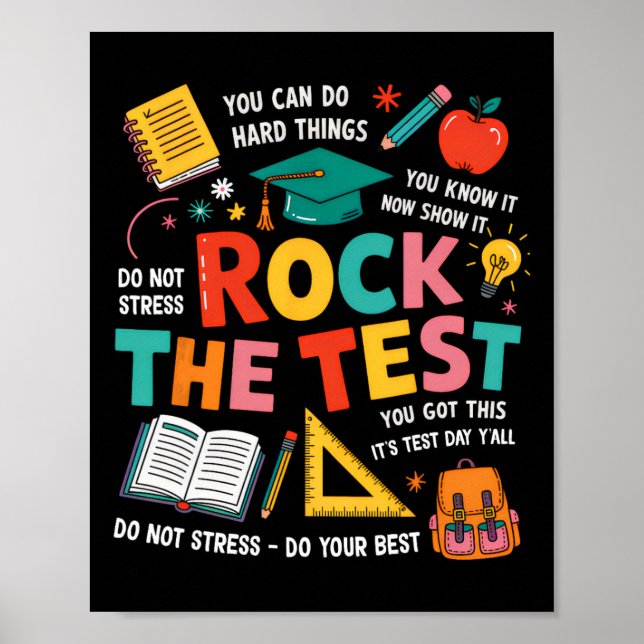 Affiche Rock The Test Drôle de journée de test Enseignant  (Devant)