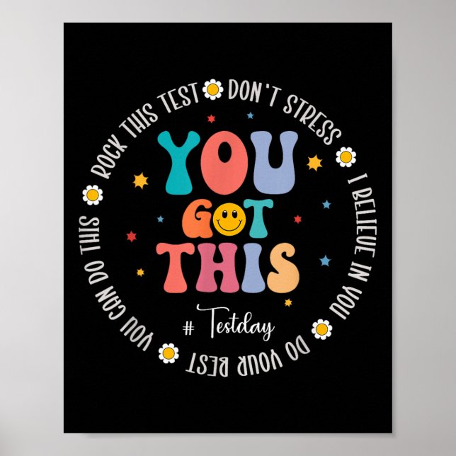 Affiche Rock The Test Teacher Testing Day Motivational Tes (Devant)